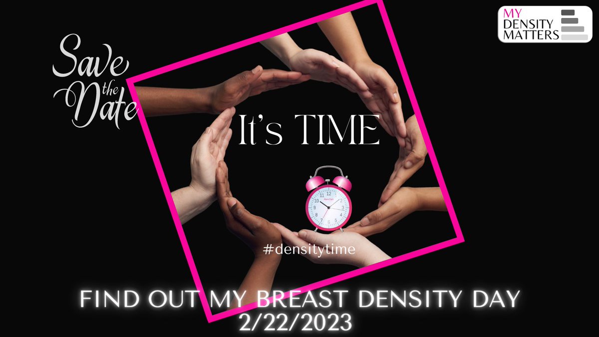 mydensitymatter's tweet image. It&apos;s almost TIME! - For one of our biggest days of the year! Come, learn, share, enjoy, get empowered and #empower others. Heading toward a world where #breastdensity no longer hinders the early diagnosis of #breastcancer. Come one, come all.  #mydensitymatters #densitytime