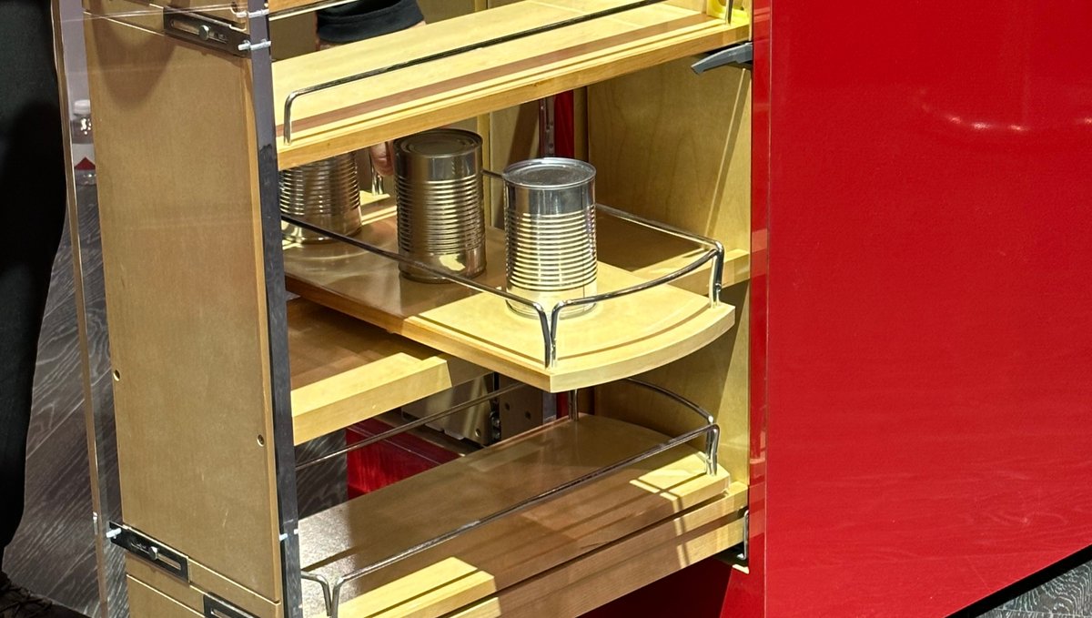 We love this new pullout for spices, bottles, canned storage. The bottom two shelves rotate for easy access!⁠ #revashelf #cabinetaccessories #KBIS2023

@kbis @REVASHELF