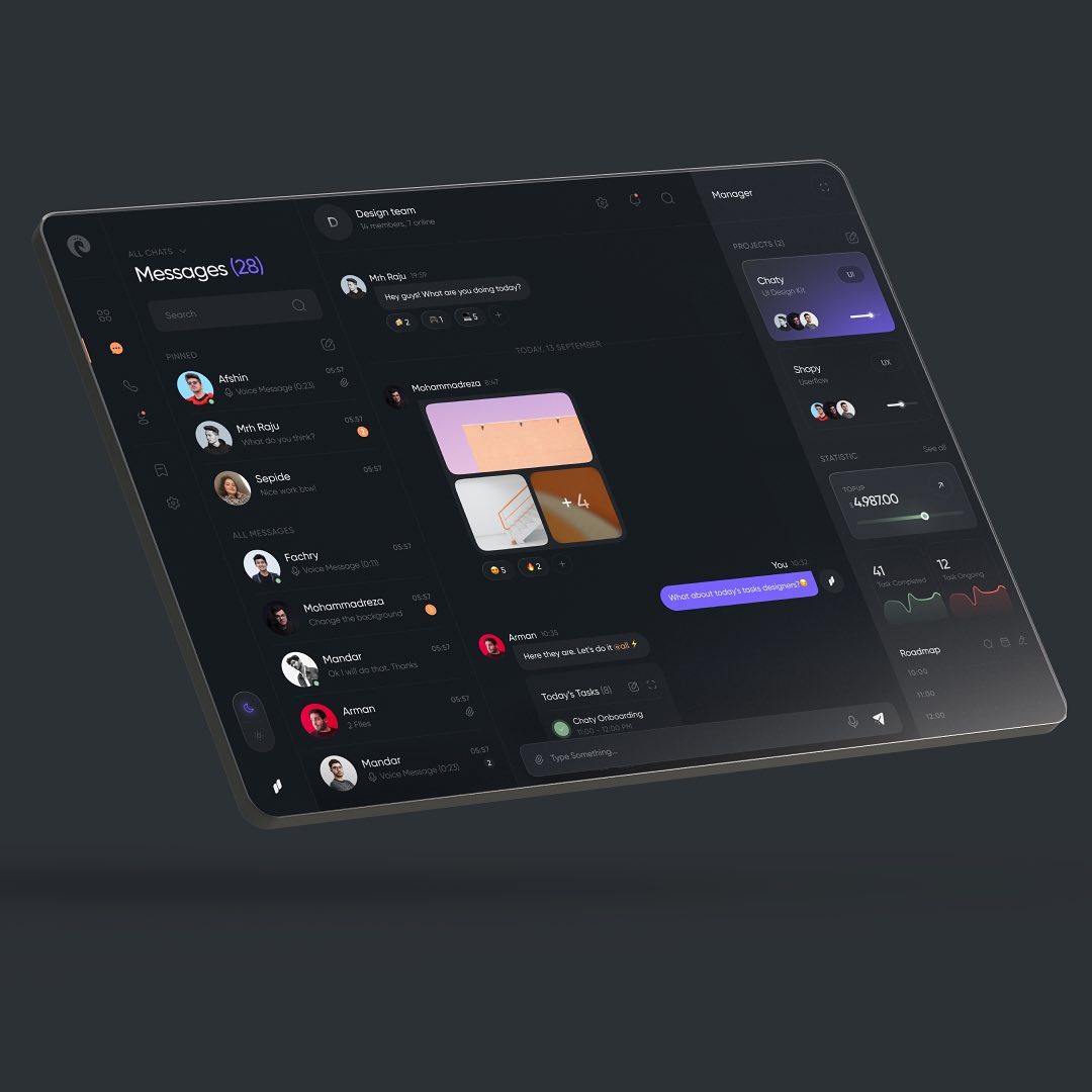 YounesAyoub17's tweet photo. Chaty – Team Chat Dashboard

Hii⚡️😍
Team Chat – Dashboard. Hope you enjoy it ❤️

#ui #ux #webdesign #mobiledesign #uiinspiration #designinspiration #design #dashboard #team #uidesign #uxdesign #designer #uidesigner
#tourism #websitedesigners #uidesign #webmonster #web_monster https://t.co/YDZzGWhwKG