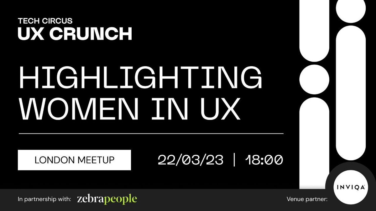 Women are among the tech industry's earliest pioneers. In partnership with @zebrapeople, #UXCrunch is highlighting those who have pushed boundaries in the #UX industry when we come to the @Inviqa HQ this March. Book now techcircus.io/en/events/ux-c…