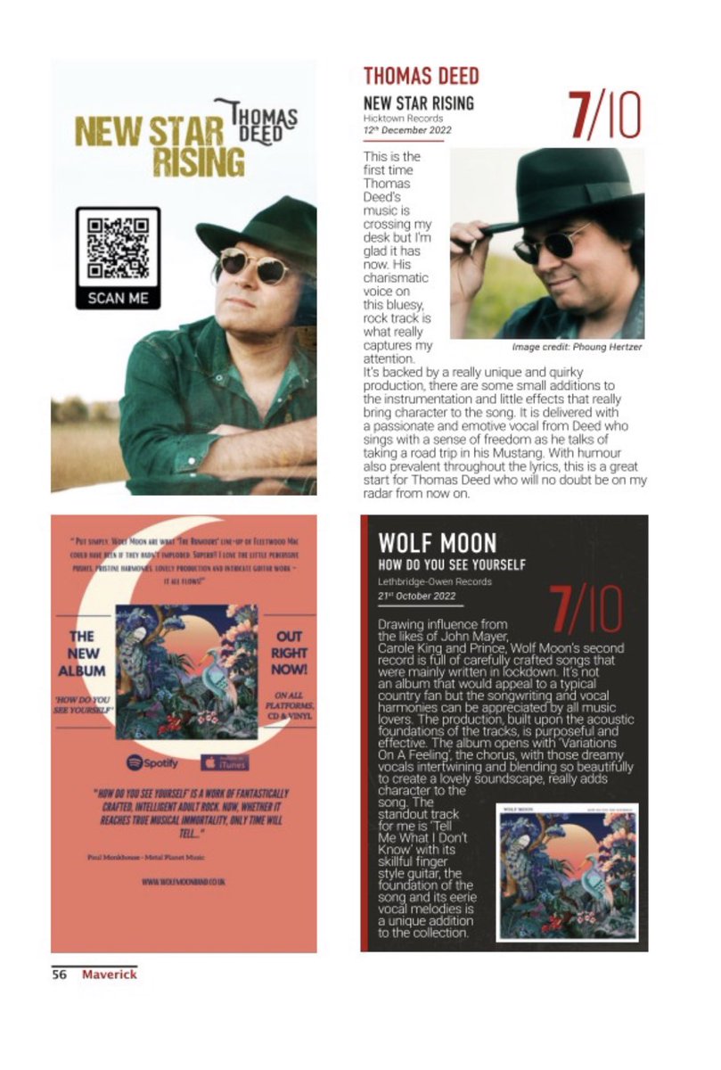 wolfmoonband's tweet photo. ✨We are in this months edition of @Maverick_mag Artist Spotlight!!
Get your copies now for the interview Or click the link here to see the first half of it 👉🏻 https://t.co/hjvPBAiBln 

#artistspotlight #singersongwriter #newalbum #maverickmagazine 
#feature #edition
@KiwiBearPR https://t.co/n1CIHaNaVp
