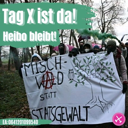 +++ TAG X IST DA +++ DIE RÄUMUNG DES HEIBO ZUM DISASTER MACHEN +++
Alle hin zum Heibo! Schnappt euch eure Bezugsgruppen und macht den Heibo unräumbar. Die Mahnwache ist bis zum 27.02.2023 angemeldet und freut sich über Unterstützung. Kein Fußbreit den Cops und dem Kies!