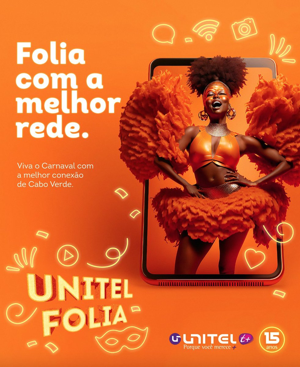 UnitelCV's tweet image. A maior festa do ano está de volta às nossas ruas. 🎉🎊
Durante este mês vamos juntar a nossa cor a toda esta festa e acompanhar tudo de perto. Desde os preparativos até aos desfiles, a Unitel Folia vai ser constante, não perca nem um momento!
#uniteltmais #UnitelFolia #Carnaval