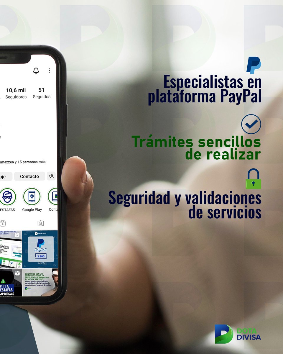 DotaDivisa's tweet photo. En @Dotadivisa nos enfocamos en construir la confianza que necesitas para ser tus agentes de cambios de confianza.

Somos especialistas en el manejo de esta plataforma PayPal. 

No dudes en consultarnos!

#PayPal #Cambio #Pesosargentinos #USD #Argentina https://t.co/svGqJL78q3