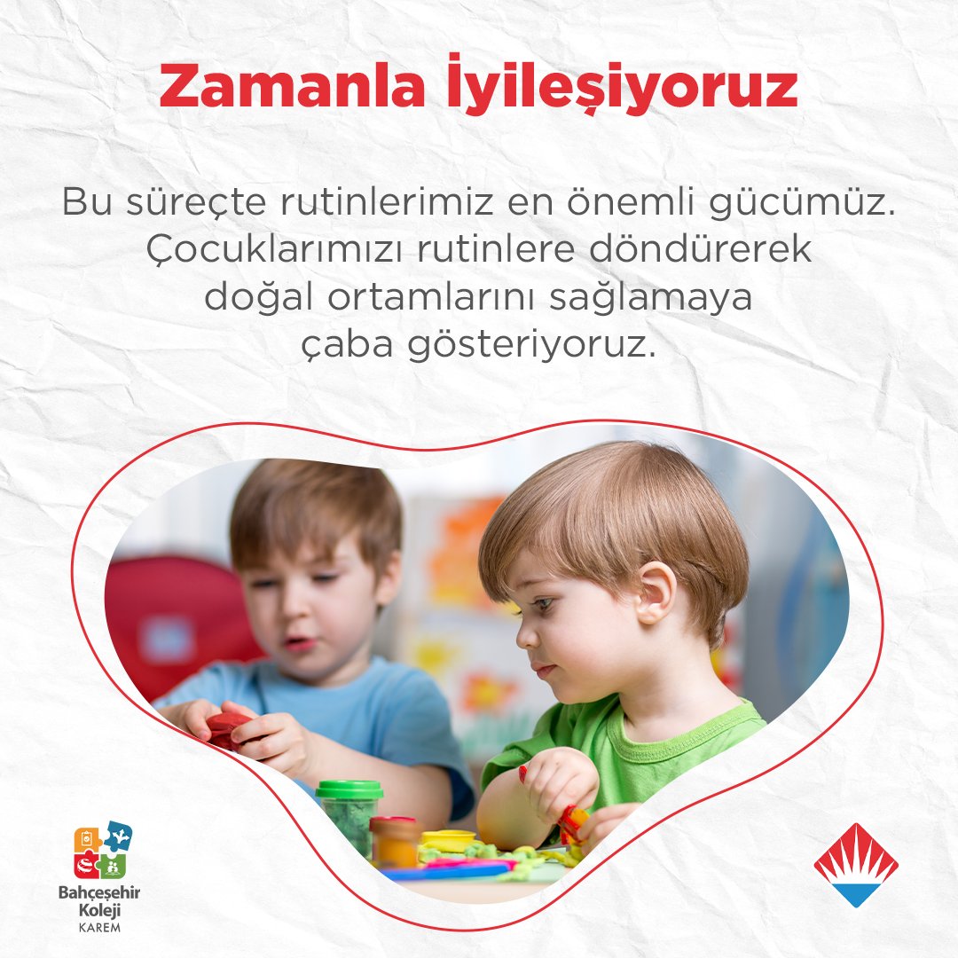 Deprem sonrasında ilk olarak anaokulu öğrencilerimiz sınıflarına döndü. 
Hep birlikte;

💫Oyunla İyileşiyoruz
💫Güvenle İyileşiyoruz
💫İş Birliği İle İyileşiyoruz
💫Zamanla İyileşiyoruz

#BahçeşehirKoleji
#KAREM