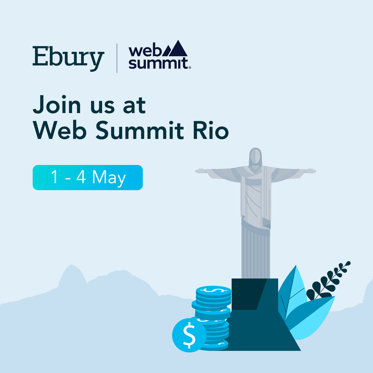 🎉 Big news! 🎉

🎙️ Ebury will be present at <a href="/WebSummitRio/">Web Summit Rio</a>! We are thrilled to be part of this event for the first time in Brazil. 

Stay tuned 🔊 for more details!!