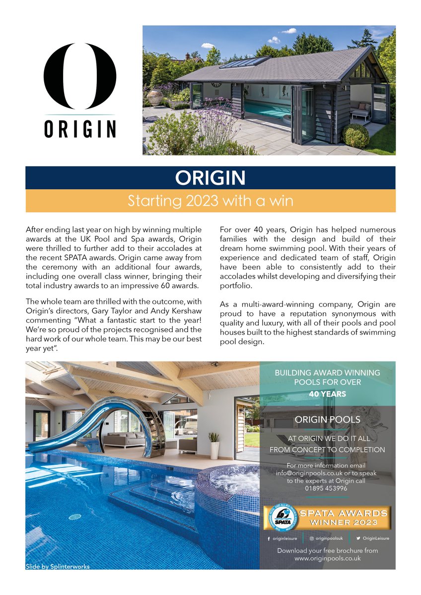 OriginPools's tweet image. A couple of weeks ago we attended the SPATA awards and were thrilled to further add to our accolades. We won four industry awards, including another overall class winner. What a great start to the year, go Team Origin! @Pools_HotTubs #spata #gold #awardwinner #indoorswimmingpools