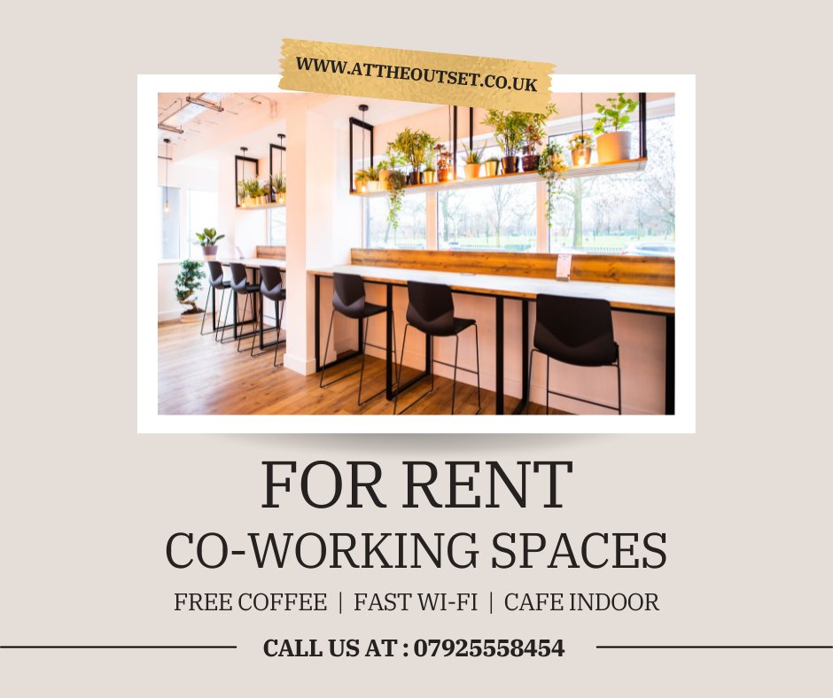 Excellent Co-Working Services at The Outset!

If you're tired to work from home, you can take a break and join our community of coworkers and benefit from all facilities at affordable prices!

Book your space now! Call us on 07925558454.