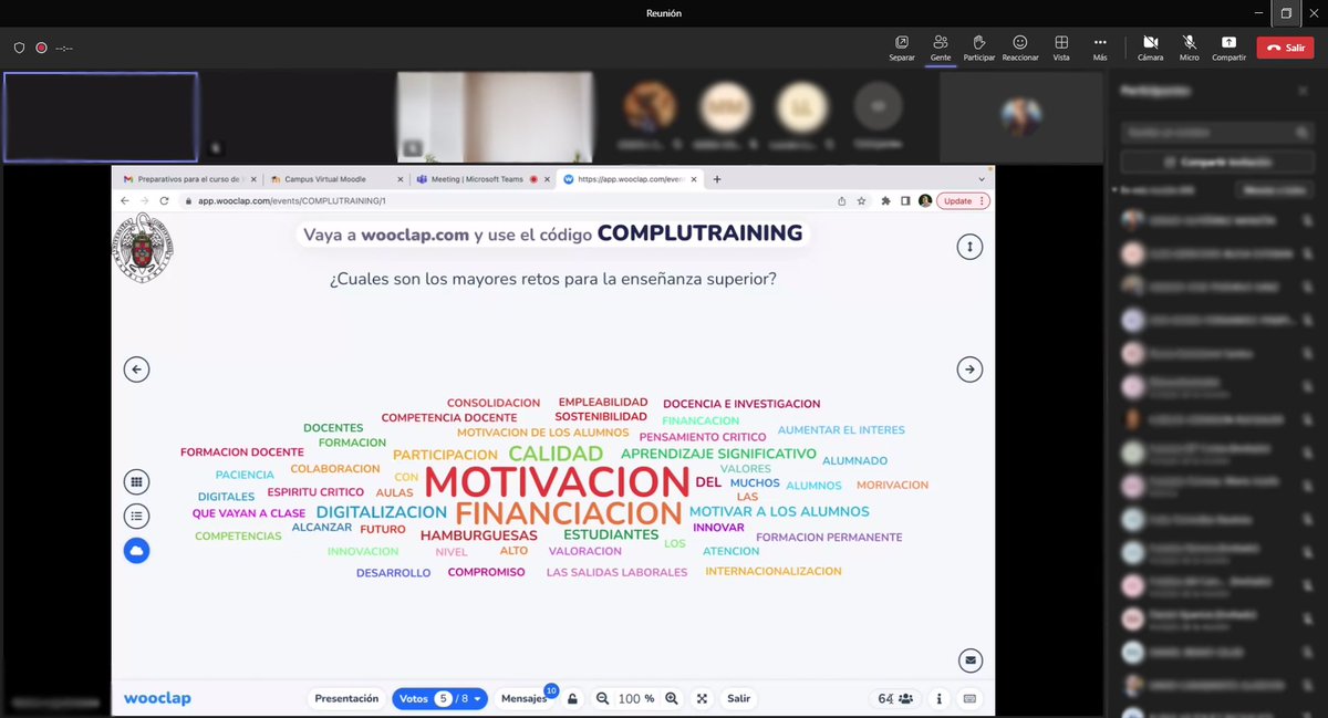 Tras la formación en Wooclap para #Moodle en <a href="/unicomplutense/">Complutense</a> se abren nuevas vías de interacción con l@s estudiantes 🗣️. 

Muchas ganas de poder empezar a utilizarla en el campus virtual 💡.