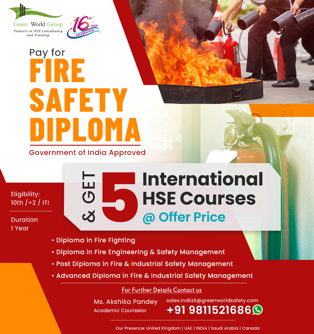 Choose 1-year #FireSafetyDiploma Course & Earn an Extra 5 International HSE Courses for FREE at an affordable price...!!
Don't Miss This Excellent Deal!! Hurry up!
Visit our website: greenwgroup.co.in/training-cours…
#Greenworldgroup #diploma #safetytraining #safetycourse #hseofficer