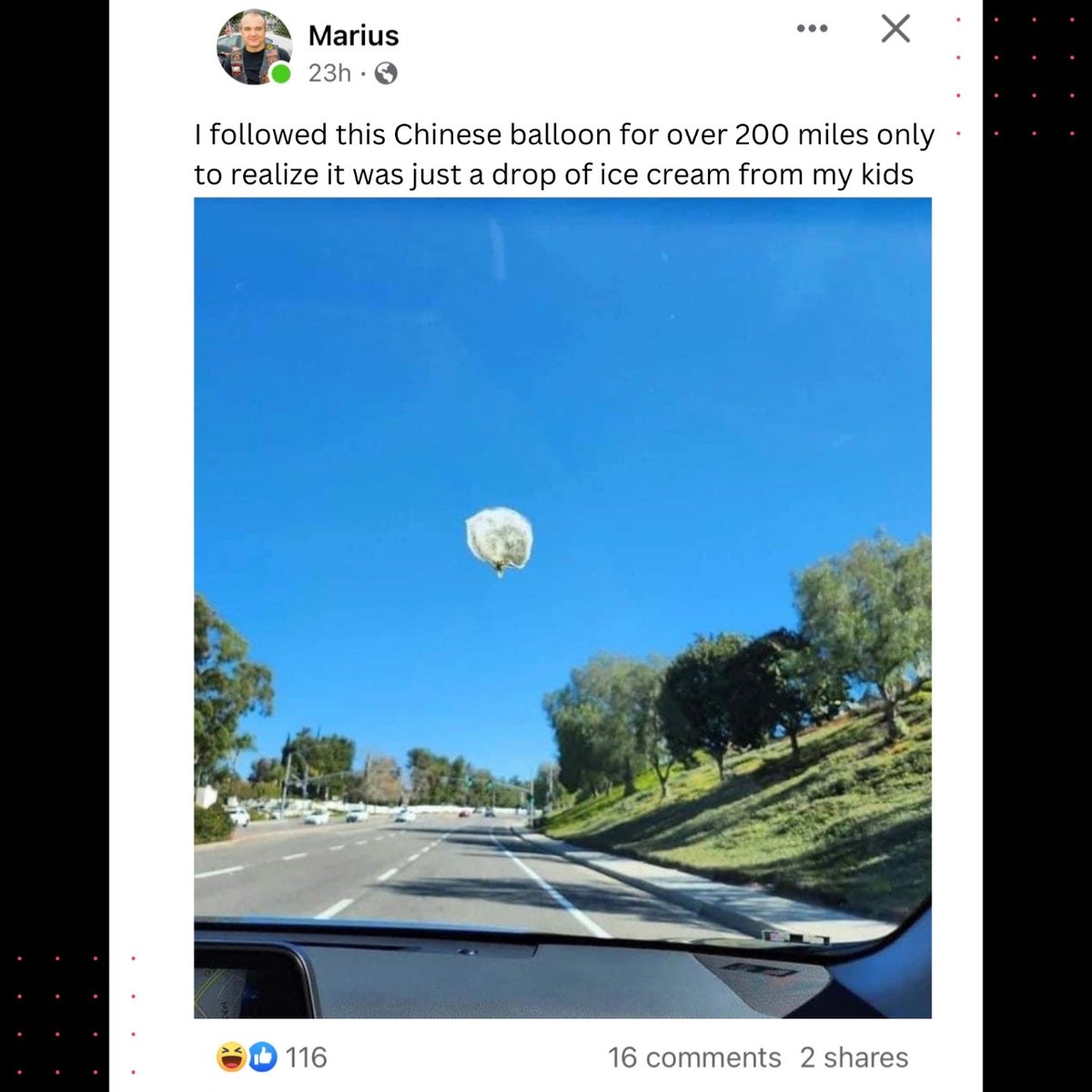 MilksterCream's tweet photo. I guess people see balloons everywhere.

#baloongate  #milkster #milkstercreamery #milkshake #spybaloon https://t.co/bLtmNHgF09