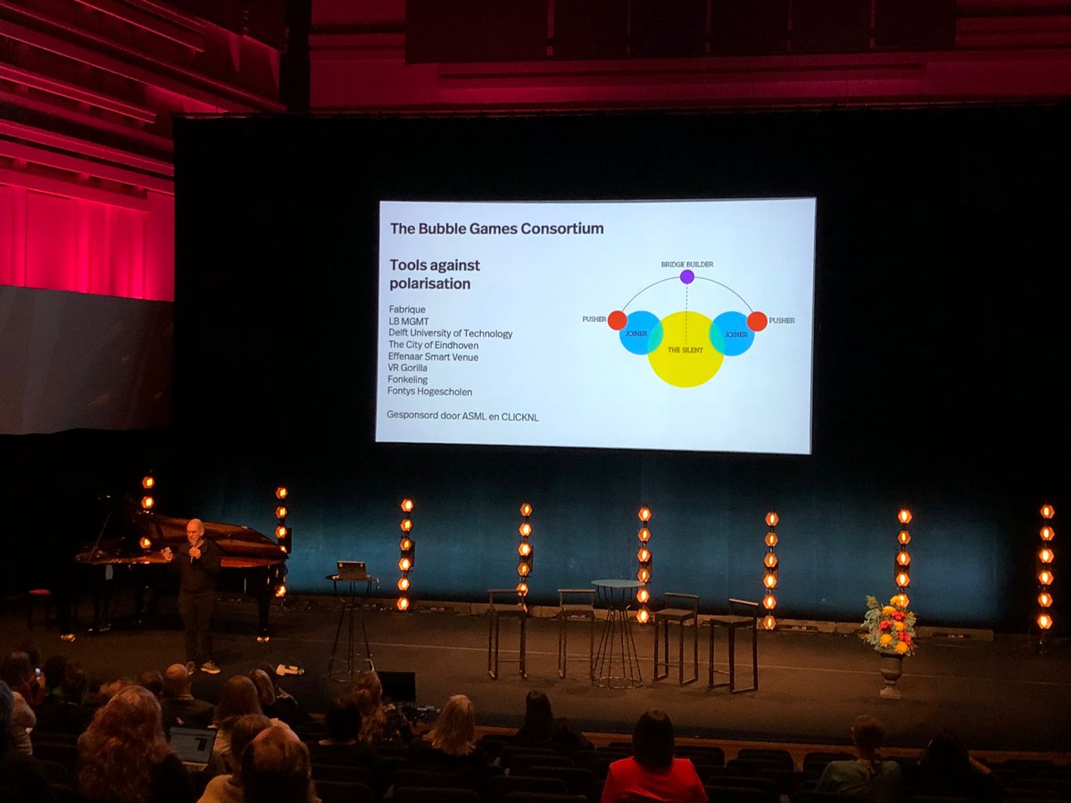 "How to #hack the system? How to move a complex system in a desired direction?"

<a href="/jeroenvanerp/">Jeroen van Erp</a> from <a href="/fabrique/">Fabrique</a> presents the Bubble Games project, a #research through #design project for tempering #polarization by designing #empathy

More at: fabrique.com/cases/digital-…

#ECIS23