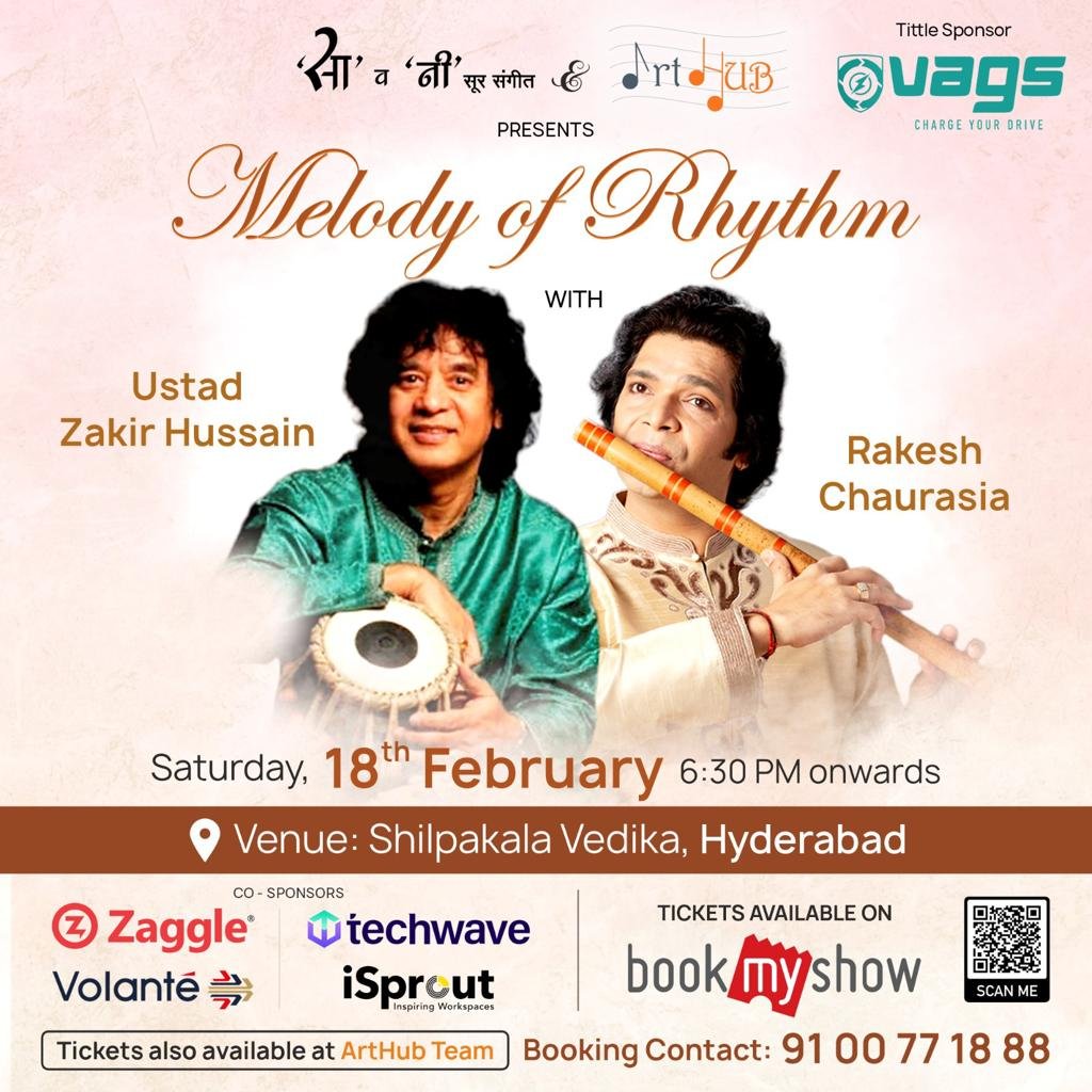 zaggleapp's tweet photo. 🎶We are proud to announce that #Zaggle is the official co-sponsor of the #MelodyofRhythm musical night featuring the legendary Padma Vibhushan #UstadZakirHussain and Pt. Rakesh Chaurasia🎶join us in celebrating the power of #music!

#PtRakeshChaurasia #MusicalNight #ProudSponsor https://t.co/DcohTlepkS