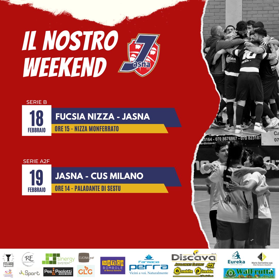 JasnaC5's tweet photo. 📆 PRONTI AD UN ALTRO WEEKEND

🛫 Sabato in trasferta per la Serie B con la sfida al Futsal Fucsia Nizza
🔙 Dopo il turno di riposo, di nuovo in campo per l'A2 femminile contro il Cus Milano

#AvantiJasna https://t.co/9gqYBIvh3s