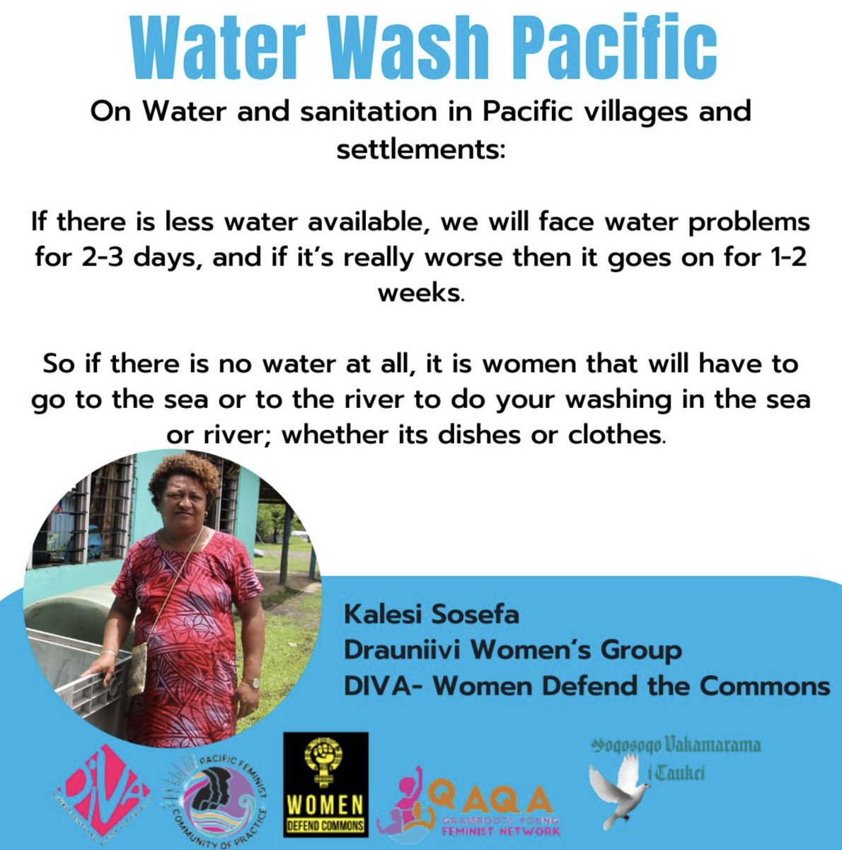 WaterWashPac's tweet photo. #PacificWomenSpeak
on #WaterAndSanitation supply:
#WomenDefendCommons #DIVAFiji #MenstrualHealthAndRights #SRHR #PMHN
#WaterIsLife #WaterWASHPacific
@WaterWashPac
@henrytpuna
@waf_fiji
@WASHFutures
@FijiMissionUN
@UN_Water
@unwomenchief
@antonioguterres https://t.co/f54b3qSeHj