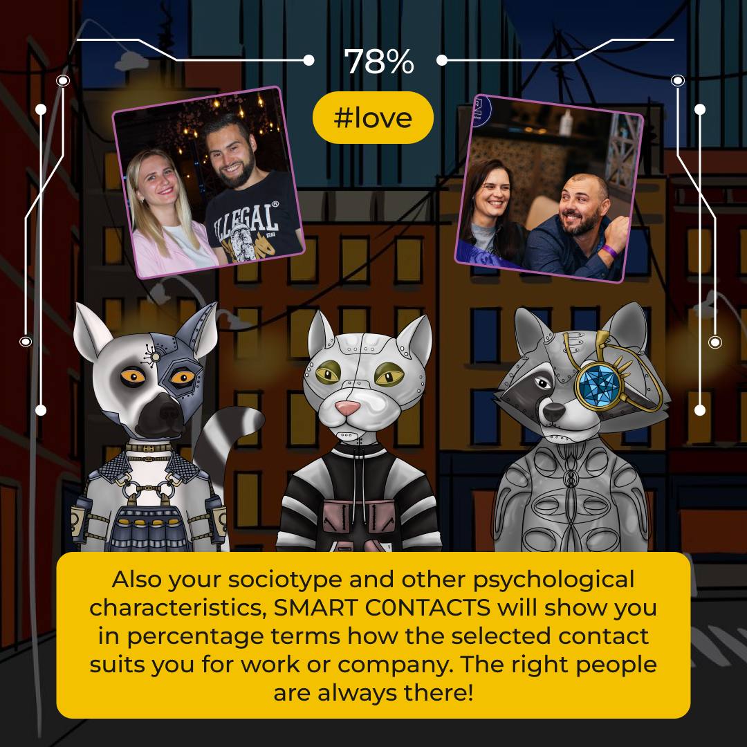 SMARTC0NTACTS's tweet photo. How can SMART C0NTACTS show #compatibility to the nearest percent? ๐ง
SMART C0NTACTS is designed to #savetime looking for the #rightperson. But did you know that he can do it on a percentage basis?๐
#connection_channels #socionic #hardskills #findpartner #SMARTC0NTACT https://t.co/TjiPaqm3kZ