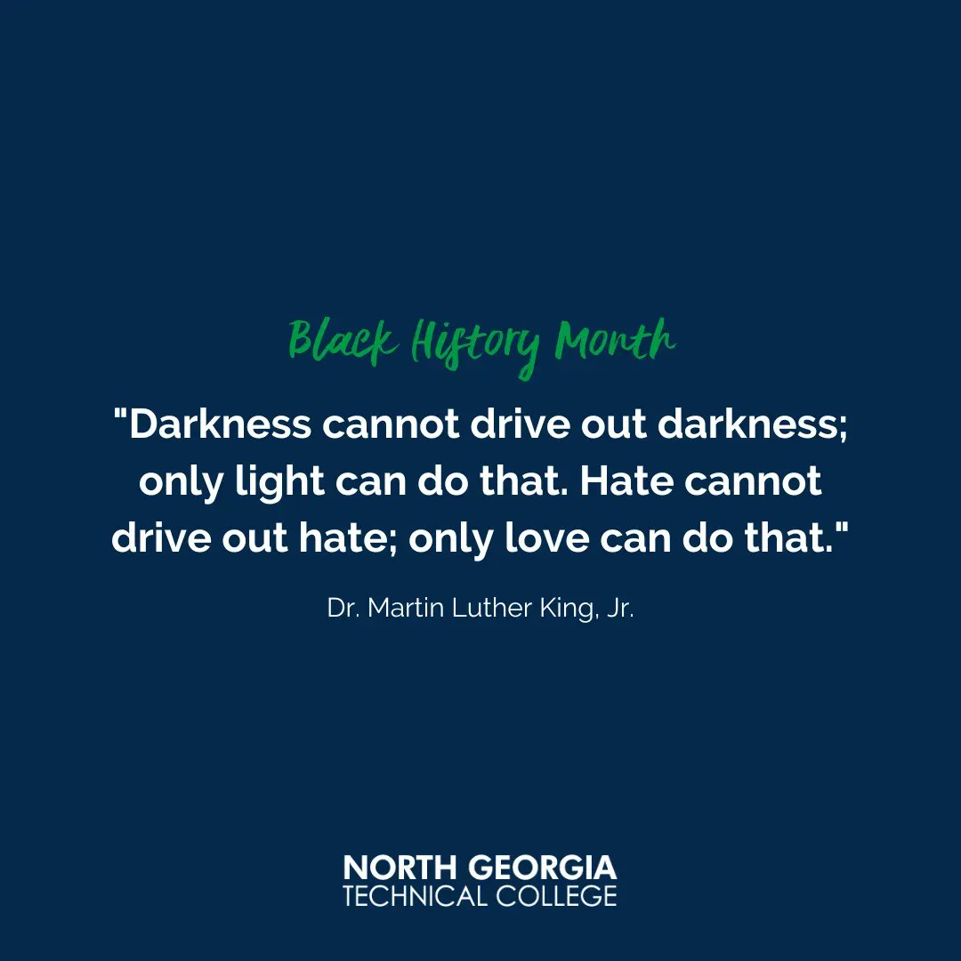 ngtc's tweet photo. "Darkness cannot drive out darkness; only light can do that. Hate cannot drive out hate; only love can do that." - Dr. Martin Luther King, Jr.
#BlackHistoryMonth #NGTC https://t.co/5YTQgz2n4D