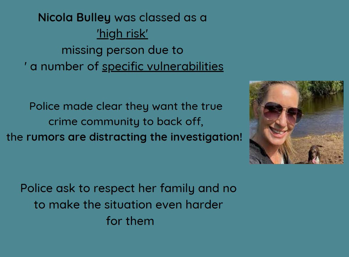 Once again the police asked people to back off and stop the online rumors. Please back off and leave it alone! #NicolaBulley #nicolabully #nicolabulleycase