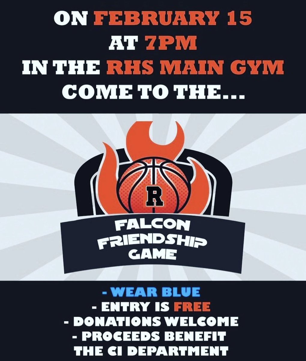 SOFisgood's tweet photo. ‼️NEED EVERYONE COMING TO SUPPORT TONIGHT‼️ FALCON FRIENDSHIP GAME GOES DOWN IN THE MAIN GYM AT 7. ADMISSION IS FREE, DONATIONS WILL BE ACCEPTED. BE THERE, BE LOUD, LETS HAVE A GREAT NIGHT. #SOFisgood #Friendship https://t.co/kLm2nV1aH5