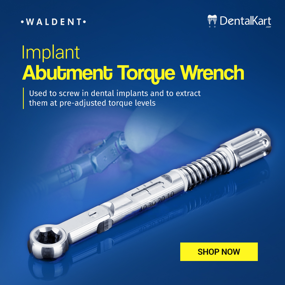 Dentalkart's tweet image. LIMITED-TIME OFFER !!!

Flat 50% OFF on Waldent Implant Abutment Torque Wrench.

Product link - ow.ly/uHHK50MSS7e

#implants #rootcanals #directcomposite #prosthodontics #estheticdentistry #health #cosmeticdentist #implant #endodontictreatment #endodonticspecialty