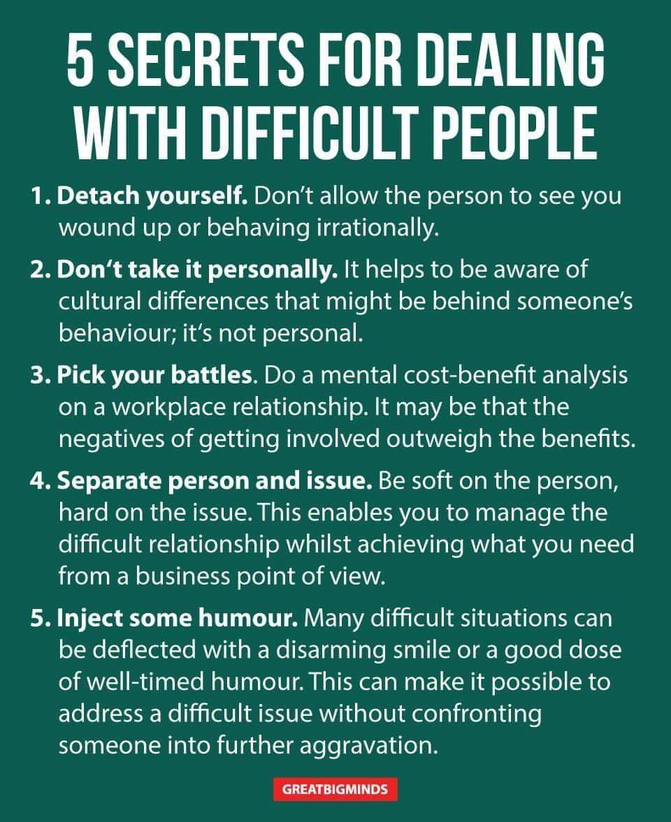 Here are 5 tips👇🏾 to remember when Dealing with Difficult People:
<a href="/greatbigminds/">Great Big Minds</a> #BeTheChange