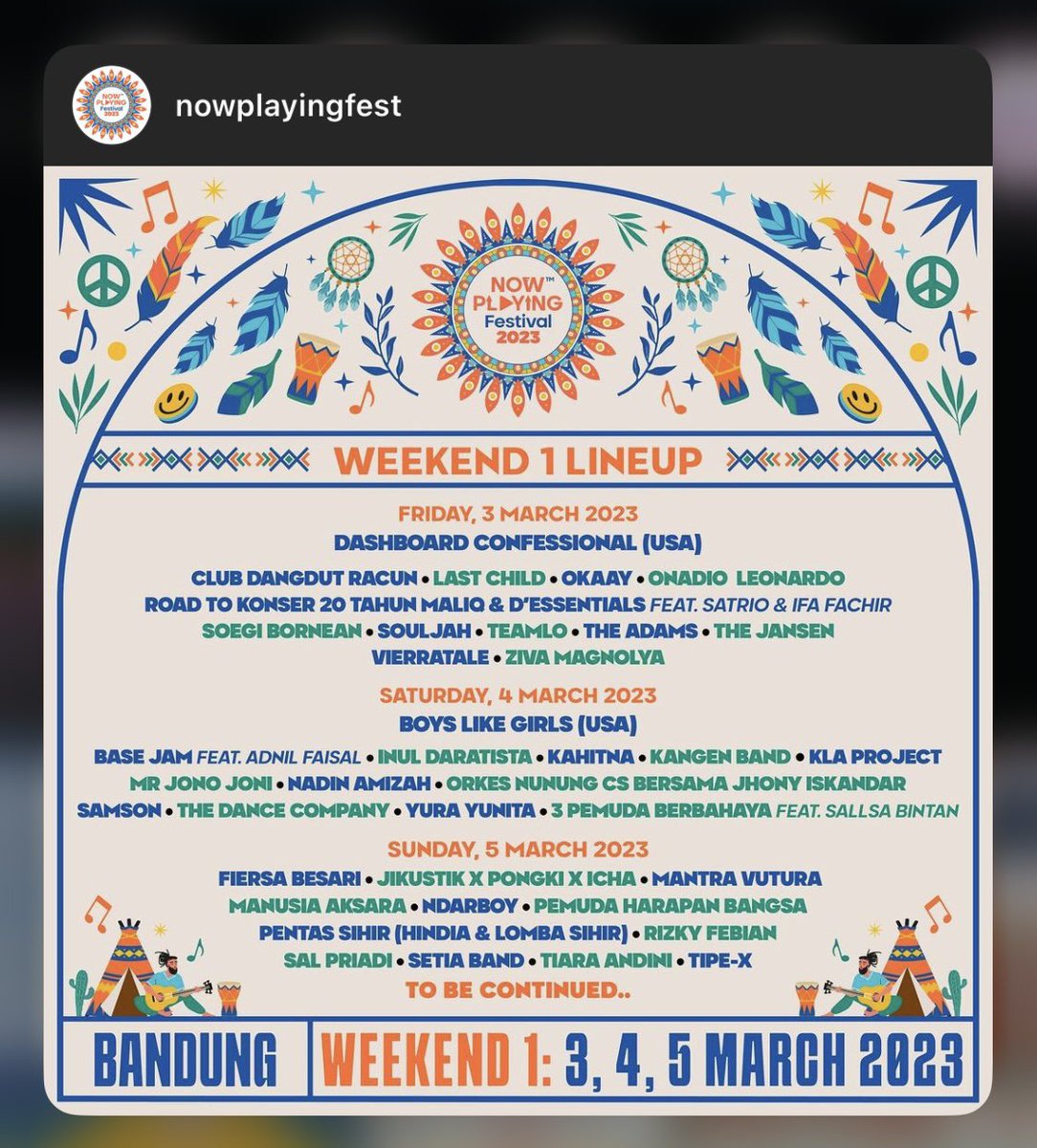 wts 3 tiket now playing fest week 1 day 1 &amp; 2 (3 maret &amp; 4 maret) atas nama sendiri (kemarin beli pas buy 2 get 1). line up nya bisa dicek 👇
•
wts wtb ticket konser
