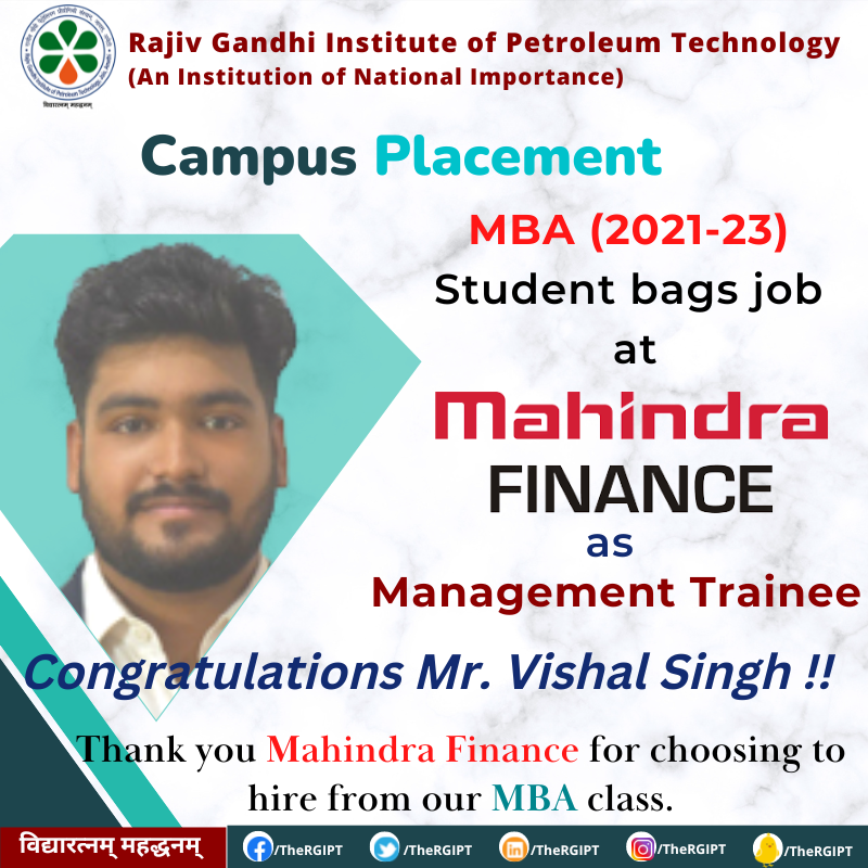 Mahindra Finance recruited MBA (2021-23) Students as Management Trainees || rgipt.ac.in ||
#RGIPT | #mopng | #MahindraFinance  | #CampusPlacementDrive | #MBA