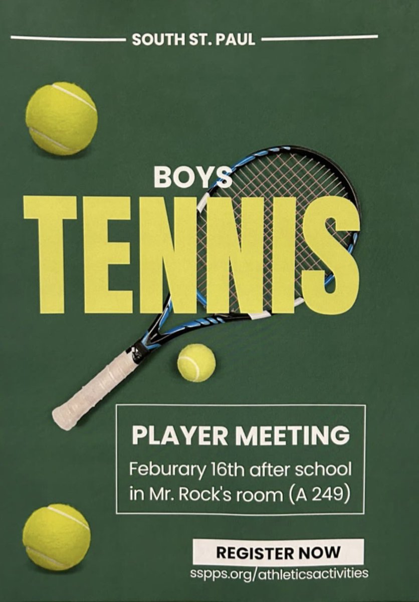 Spring is coming! Boys Tennis meeting this Thursday, Feb 16 after school. New players welcome!