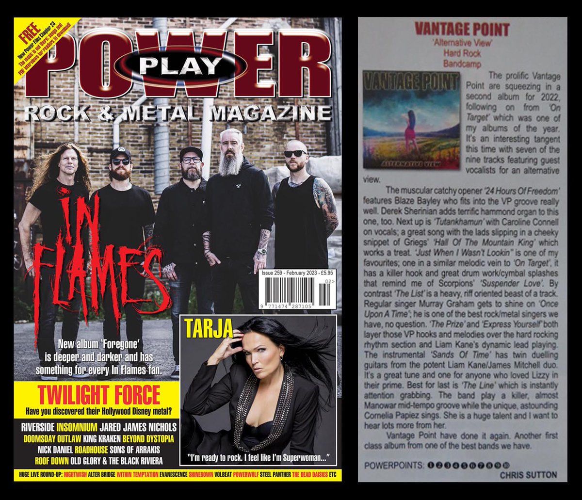 The 10/10 review of our new album, Alternative View, in @Powerplaymag Check out the album on the digital platform of your choice - linktr.ee/vantagepointro… #vantagepoint #alternativeview #nwocr #albumreview #powerplaymagazine