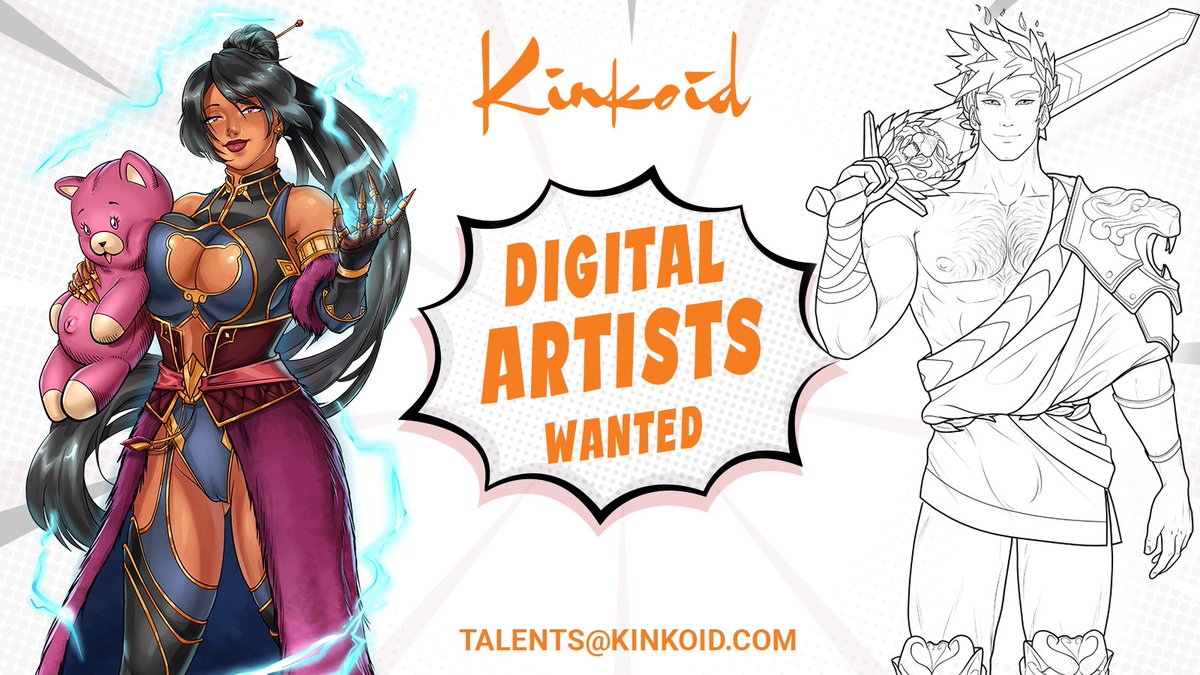 KinkoidStudio's tweet photo. We need you, Hero! 
👉Are you creative, passionate and enjoy creating digital art? 
🎨We're looking for talented digital artists to help us make the Haremverse an even better, more beautiful place!
You can find all open positions here ➡ https://t.co/VKpLfjfcqs https://t.co/CeaBqN4DGJ
