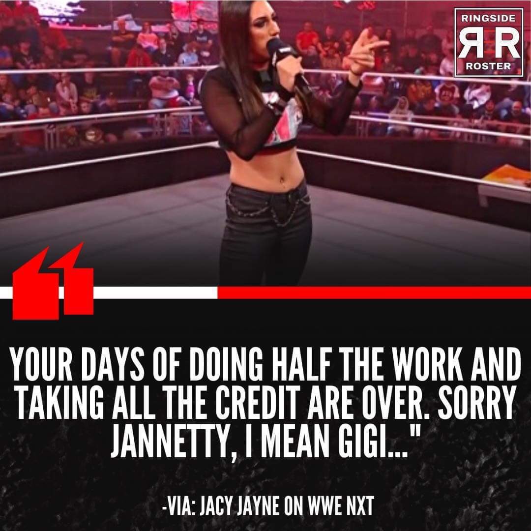 Jacy Jayne directly ripped off my promo from December where I called my former partner Nicky Martin the Jannetty of our team after turning on him!