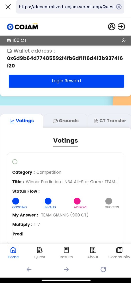 Suggeng88's tweet photo. @OfficialCojam 
#cojam #prediction #predictionplatform #blockchain_event #prediction_withme https://t.co/yn9Be3m0MW