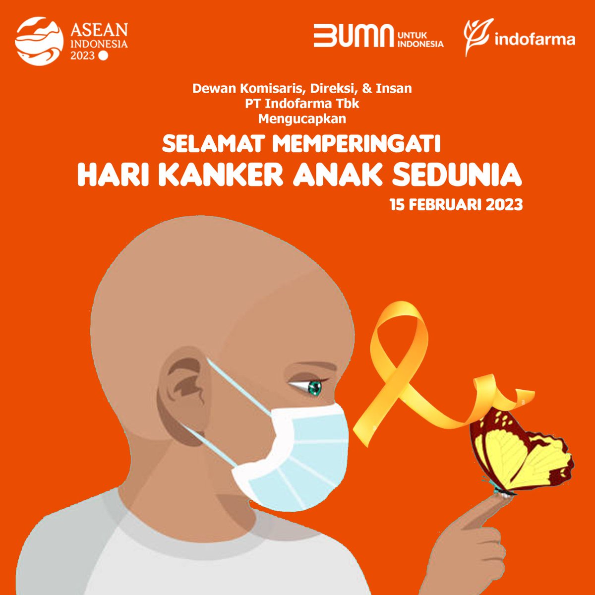 Selamat Memperingati Hari Kanker Anak Sedunia 2023. Penderita kanker bukanlah ancaman. Mereka adalah anak-anak yang membutuhkan dukungan dan cinta untuk tetap terhibur sepanjang hari

#HariKankerAnakSedunia2023
#KankerPadaAnak
#WorldChildhoodCancer
#Indofarma