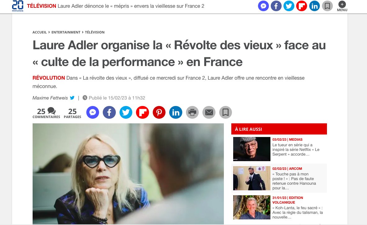 NovaProdTv's tweet photo. Un film "sensible, pudique, beau" d'après Le Parisien, "excellent" d'après Le Figaro, "dynamique et rafraîchissant" pour l'Huma ! 
Bref, la presse aime "La révolte des vieux" de @LaureAdler et @jim_jmage et c'est à ne pas manquer ce soir à 20H55 sur @infrarougeF2 merci @JMareuil https://t.co/VMAASG10zC
