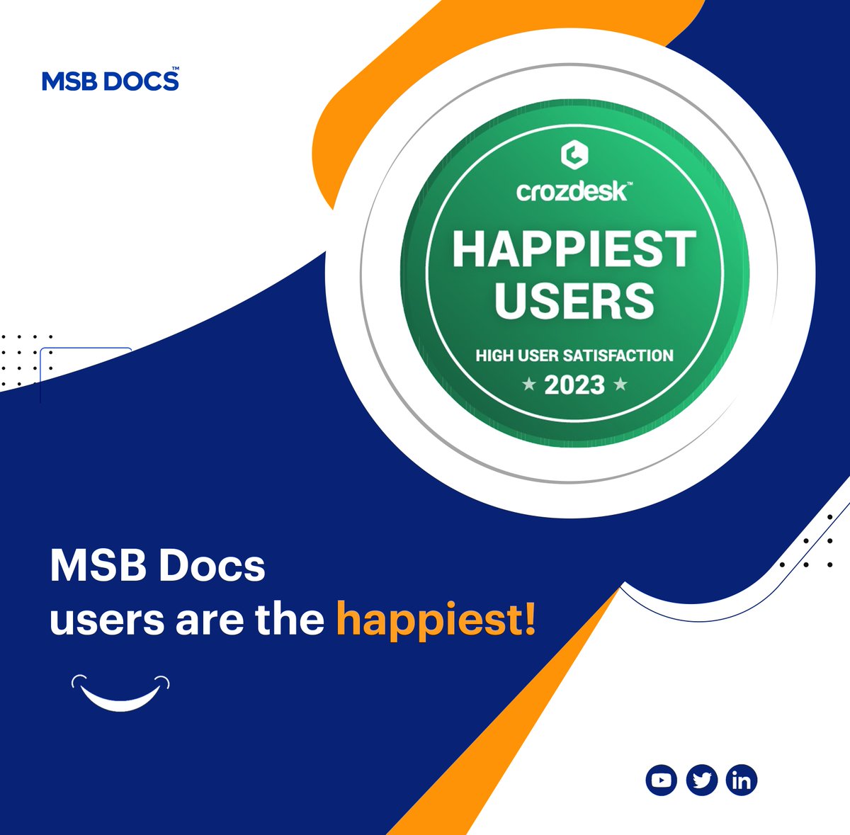 msbdocs's tweet photo. It's an #honor to be #recognized by @crozdesk for our commitment to customer #satisfaction! Thank you to our amazing #users for your #trust and #loyalty. We couldn't have done it without you!
#MSBdocs #Corzdesk #CustomerSatisfaction #Grateful #ThankYou https://t.co/qehRFdcDTL