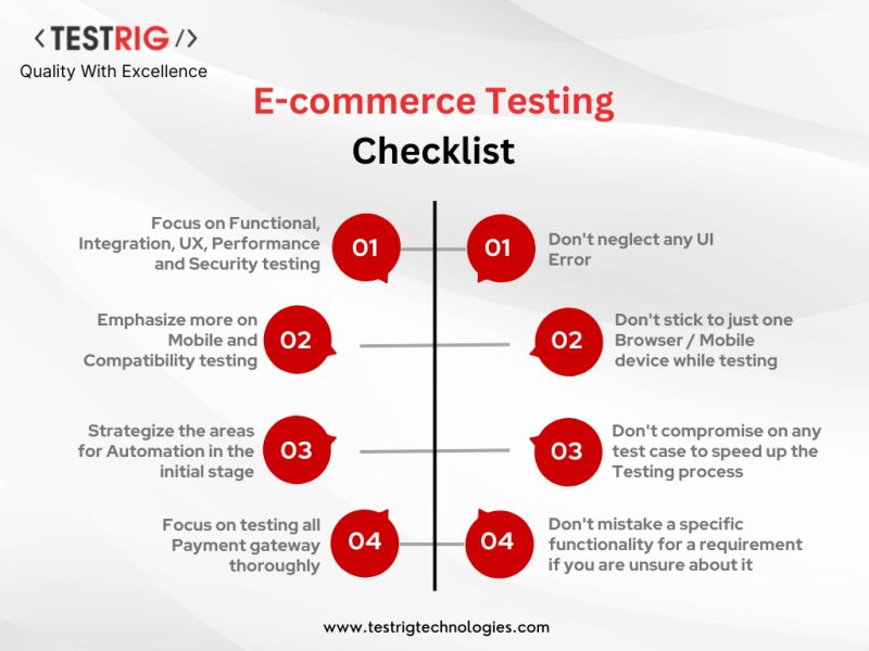 testrig_qa's tweet photo. Here is the checklist to keep in mind when testing an E-commerce platform.
Contact us for #ecommerce Domain Testing needs:
https://t.co/HKzk1MSdLw
#softwaretesting #automationtesting #ecommercetesting #software https://t.co/T8gaLK7xqX