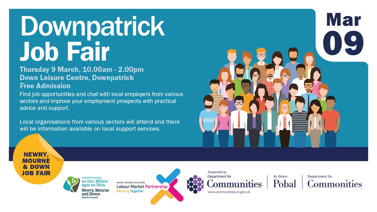 If you are looking for a change in career, come along to the NMD Job Fair at Down Leisure Centre on the 9th of March.

📍10am-2pm 
📍No registration required

Improve your chances of finding a job, speak to local employers face to face and get practical advice.

#nmdjobfair