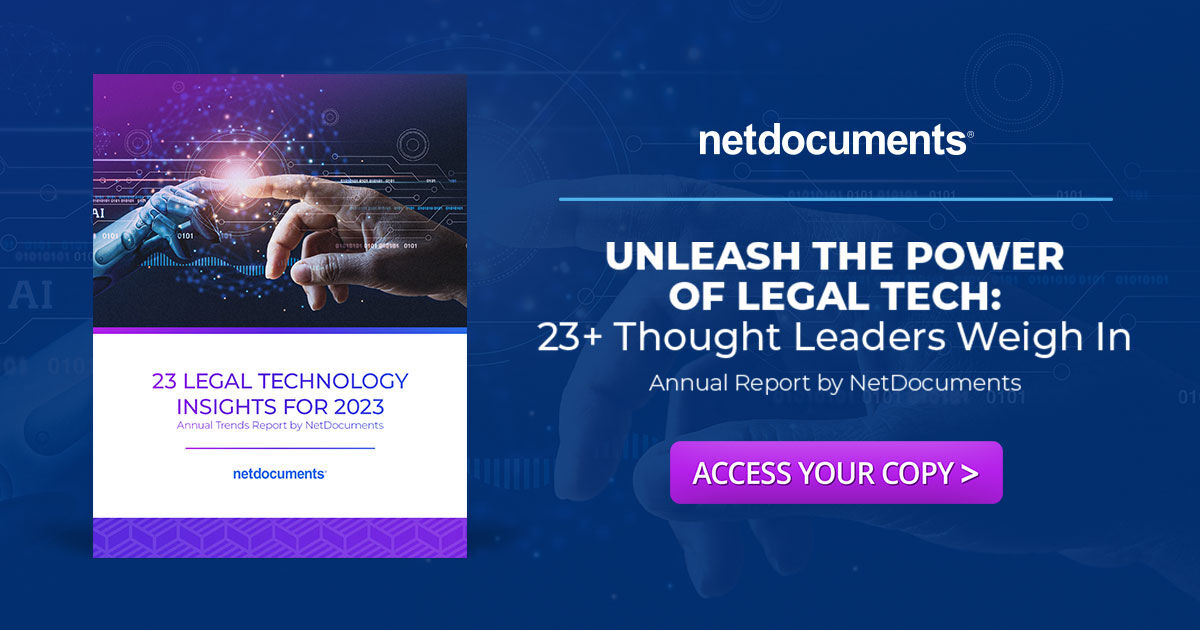 Access this new report featuring 23 tech insights, eye-opening stats, and thought-provoking quotes. Get the report > netdocuments.com/resource/23-in…
#LegalIT #LegalTech