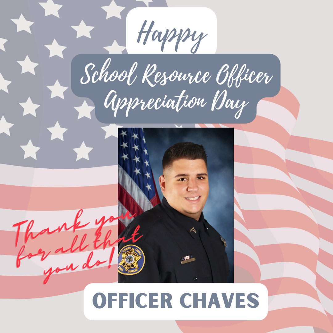 PHMSCougars's tweet photo. Happy School Resource Officer Appreciation Day to Officer Chaves! 
We are so thankful for you, and all that you do to help keep our school safe. 🚔💚💛

#SROAppreciationDay
#PHMSForgingOurPath https://t.co/g5uFVhSbOn