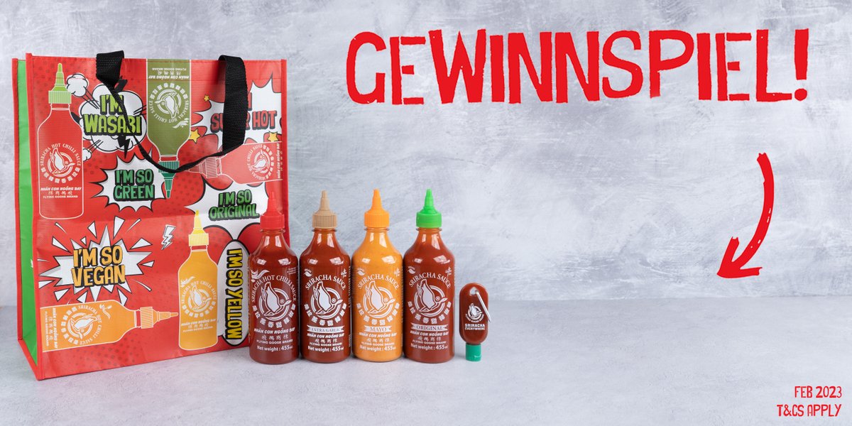 Sriracha_DE's tweet photo. FOLGE UNS &amp; RT für deine Chance, dieses beeindruckende Set an Flying Goose Sriracha zu #GEWINNEN 🤤🤤🤤

Lese dir unsere Allgemeinen Geschäftsbedingungen auf unserer eigenen Webseite durch: https://t.co/yy4o5oE87c

#Competition #WinItWednesday https://t.co/mosJqHgVWf
