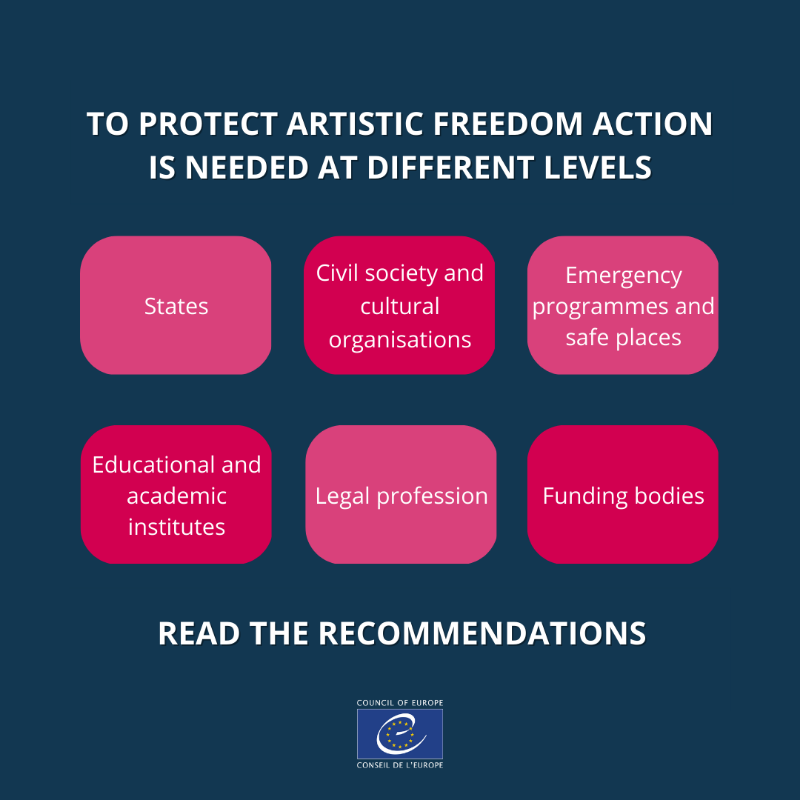 coe's tweet photo. #ArtisticFreedom is a core #HumanRight.
The new Council of Europe report on "Artistic Freedom in Europe" details the challenges European artists & cultural workers face in the practice of their right to freedom of artistic expression.
Read the full report with recommendations.⬇️