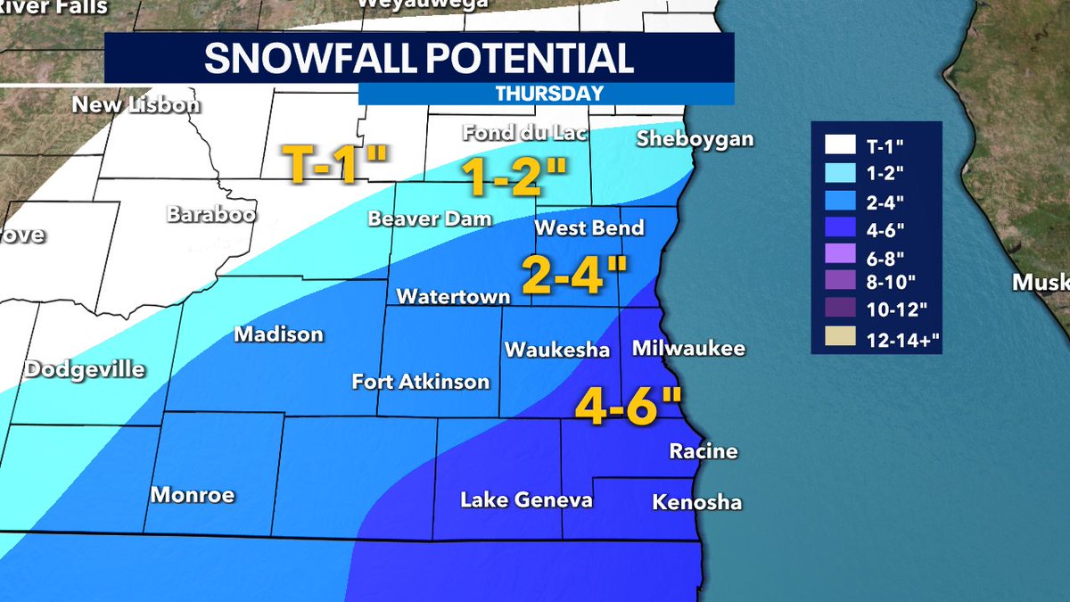 FOX6 Weather on Twitter: "2/15 - Our latest snowfall forecast for