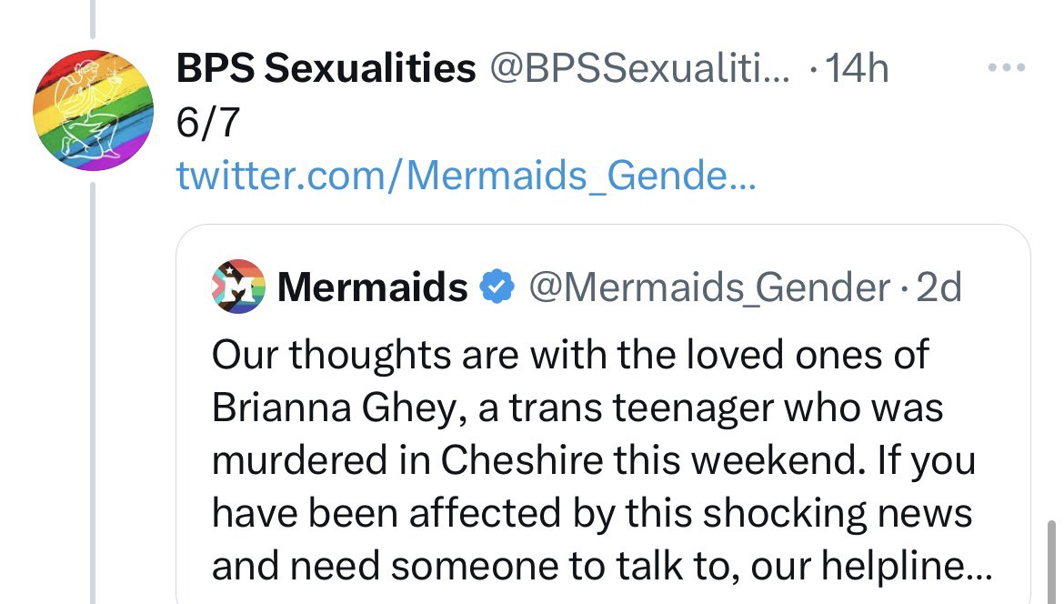 James Esses (@jamesesses) on Twitter photo Why on earth are the British Psychological Society (<a href="/BPSOfficial/">British Psychological Society</a>) continuing to signpost vulnerable people to Mermaids - an organisation being investigated by the Charity Commission for major safeguarding concerns? Why on earth are the British Psychological Society (<a href="/BPSOfficial/">British Psychological Society</a>) continuing to signpost vulnerable people to Mermaids - an organisation being investigated by the Charity Commission for major safeguarding concerns?