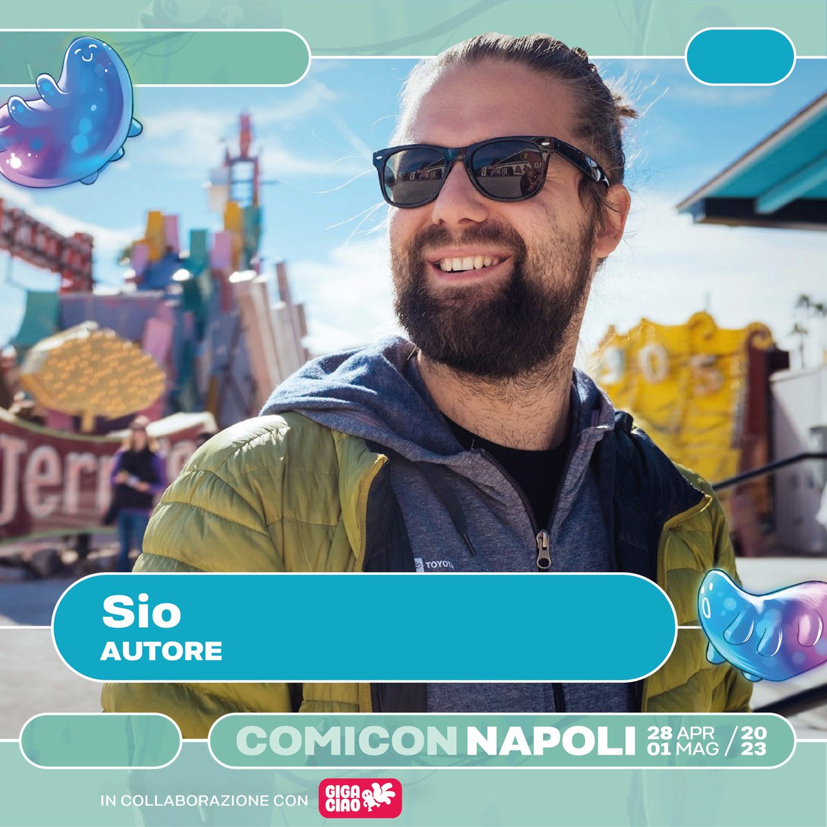 comiconitalia's tweet photo. Arrivano i GIGACIAO a COMICON 🤩! La casa editrice e studio creativo di grafica e animazione fondata da @scottecs,  @keison22, @Fraffrog e  Dado💣.
#gigaciao #apandapiace #scottecs #sio #dado #faffrog #keison #napolicomicon #comicon2023 #napolicomicon2023 #comiconbergamo2023 https://t.co/dims17WiFj