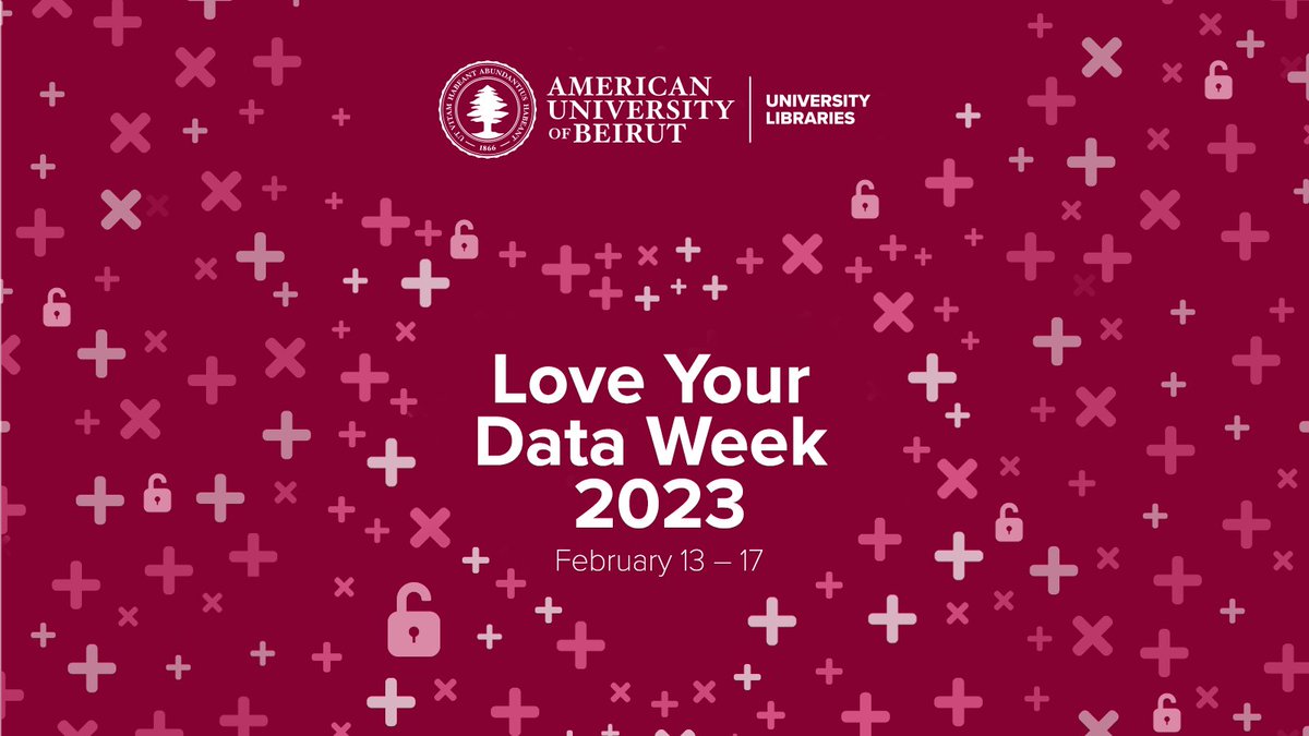 Join us for a series of presentations on the occasion of  “Love your Data Week 2023”.

More information can be found here:
aub.edu.lb.libcal.com/calendar/works…

<a href="/AUB_Lebanon/">American University of Beirut</a> 
 #aub #aublibraries #dataservices #datamanagement