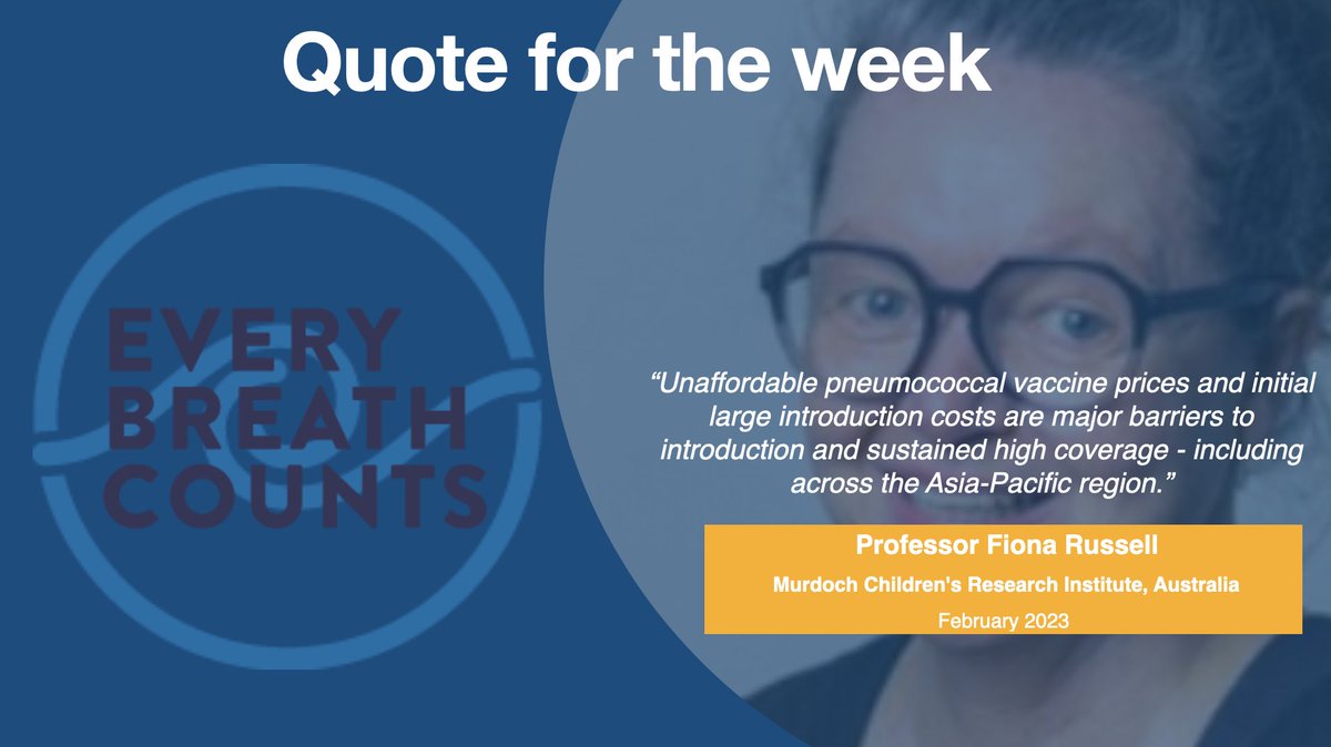 #EveryBreathCounts 'Quote for the week' goes to Prof. @Fiona_M_Russell & the fight to protect all kids across #Asia #Pacific with #pneumococcal💉to ⬇️ #pneumonia deaths. Current coverage <30% - lowest of all @WHO regions! 😢#ZeroDoseChildren #VaccinesWork @gavi @ADB_HQ