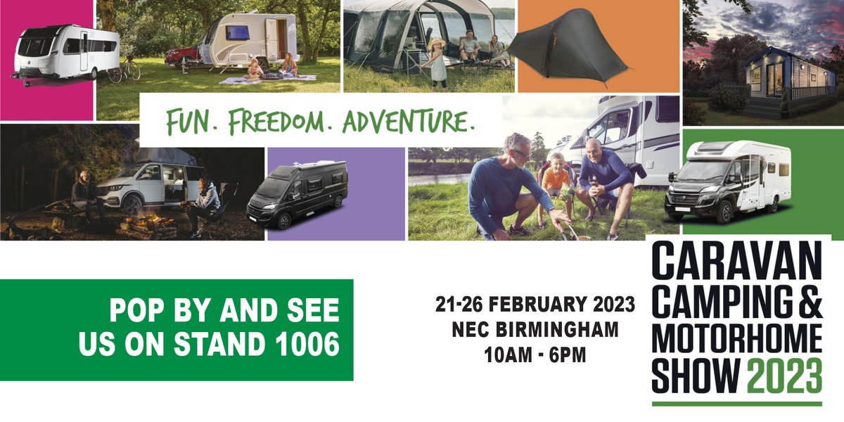 We will be at the @CaravanCampShow  next week, Tuesday to Friday in support of our Leisure Industry Dealers, come see us at stand 1006! 

#Caravans #Camping #Motorhomes #NECShow #CaravanCampingandMotorhomeShow #Leisure #AdventuresInCamping #Campers #Birmingham