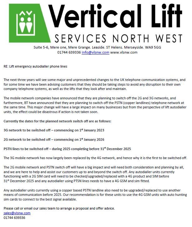 The next three years will see some major and unprecedented changes to the UK telephone communication systems. 
Please call or email our sales team to arrange a proposal and offer advice.
sales@vlsnw.com
01744 639336