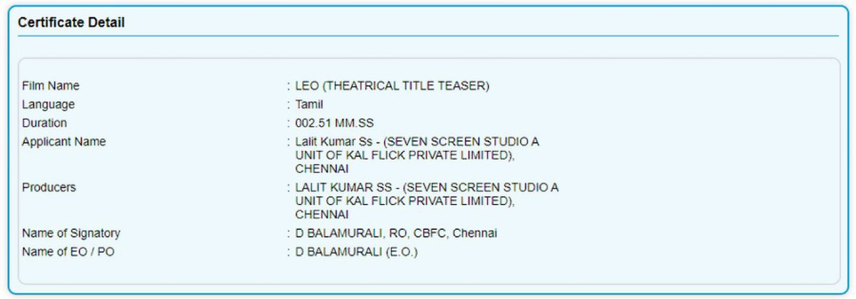 CineHolicX's tweet photo. #LEO Promo censored and attached with all #Vaathi Theatres in TN. @actorvijay

All India PVR theatres &amp; Qube equiped theatres worldwide https://t.co/VaKg9rqo9k