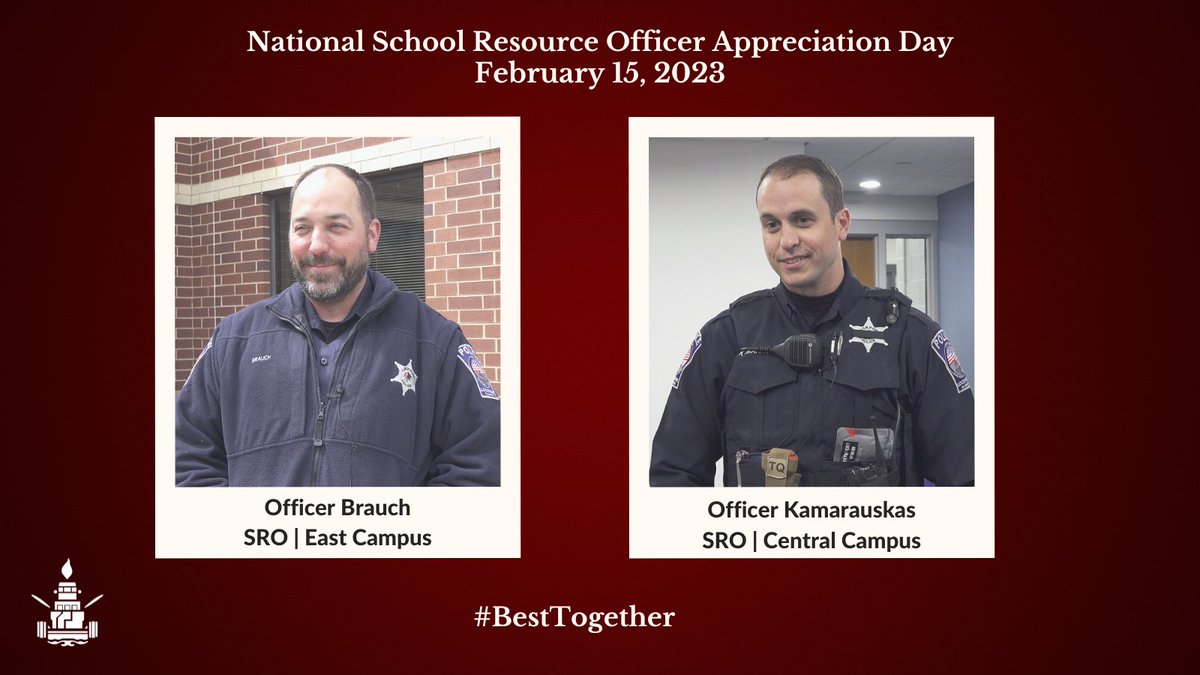 LockportHS205's tweet photo. School Resource Officers (SROs) are sworn law enforcement officers assigned by an employing law enforcement agency to work with schools. LTHS D205 has two of the best! Thank you for all you do!
#PorterPride
#BestSelfBestWork
#TogetherWeSucceed
#BestTogether https://t.co/VTgCQCK5Ka